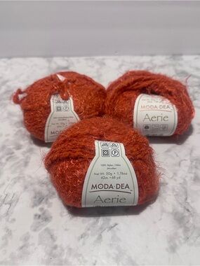 Moda Dea Aerie Yarn Coral #9277 Lot of 3 Made in Italy 100% Nylon Eyelash